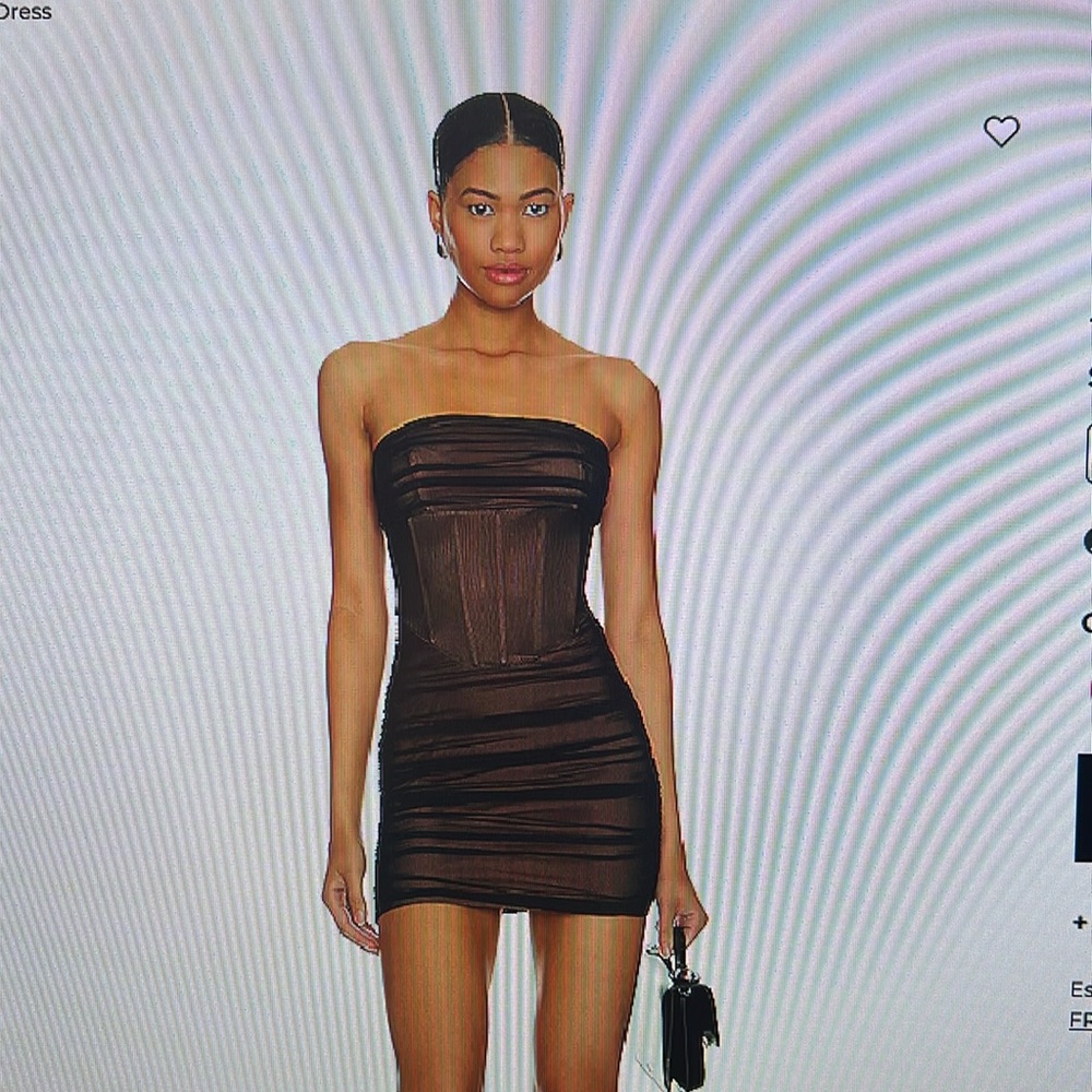 Superdown Bea Mini Mesh Black Strapless Dress